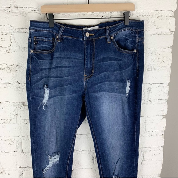 KanCan Saskia Distressed Dark Wash Skinny Jeans XL - Picture 6 of 14